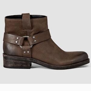 All Saints Obert Harness Moto Biker Leather Slip On Boots